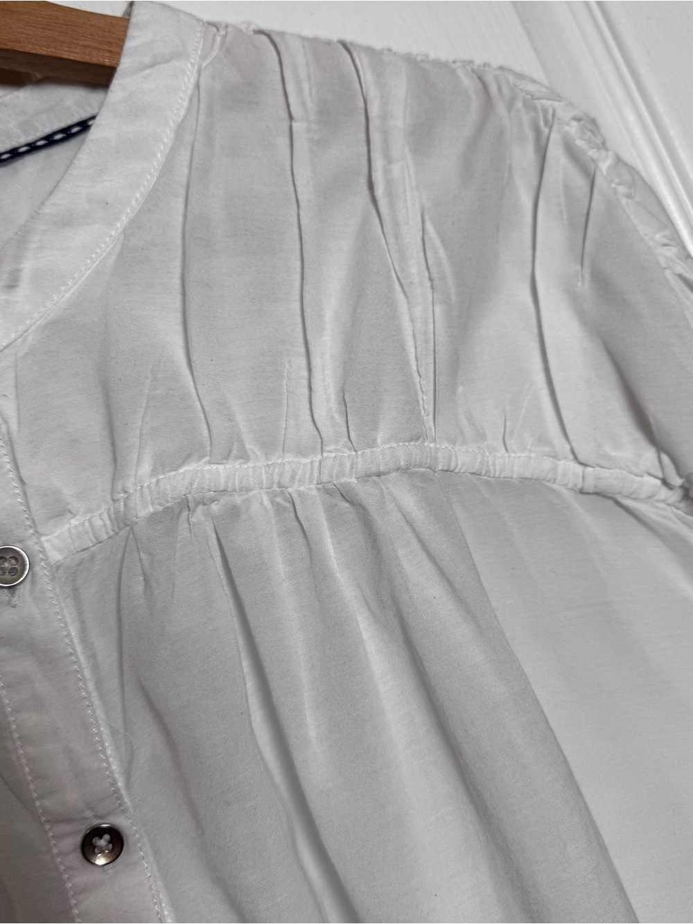 Anthropologie Pilcro White Boho Peasant Henley Cottagecore Pintuck Blouse XL - Picture 3 of 11